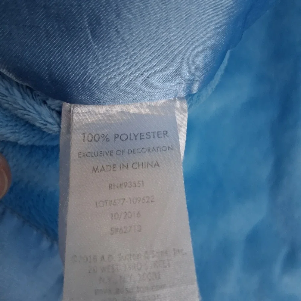 Vtg Y2K Blue Grey Patchwork Lion Baby Security Blanket Dot Satin Trim Lovey